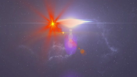 llamaradas de lente coloridas y animación de nebulosa sobre el fondo de espacio estrellado