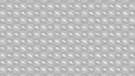 handmade paper plane collection. loop animation of flowing white paper plane on gray background. business connection concept. origami airplane flying.