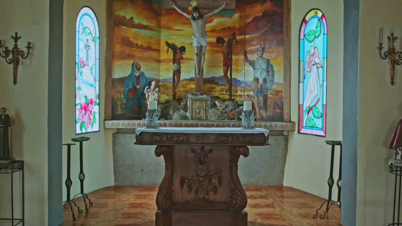 Indoors shot of old chapel in Costa Rica