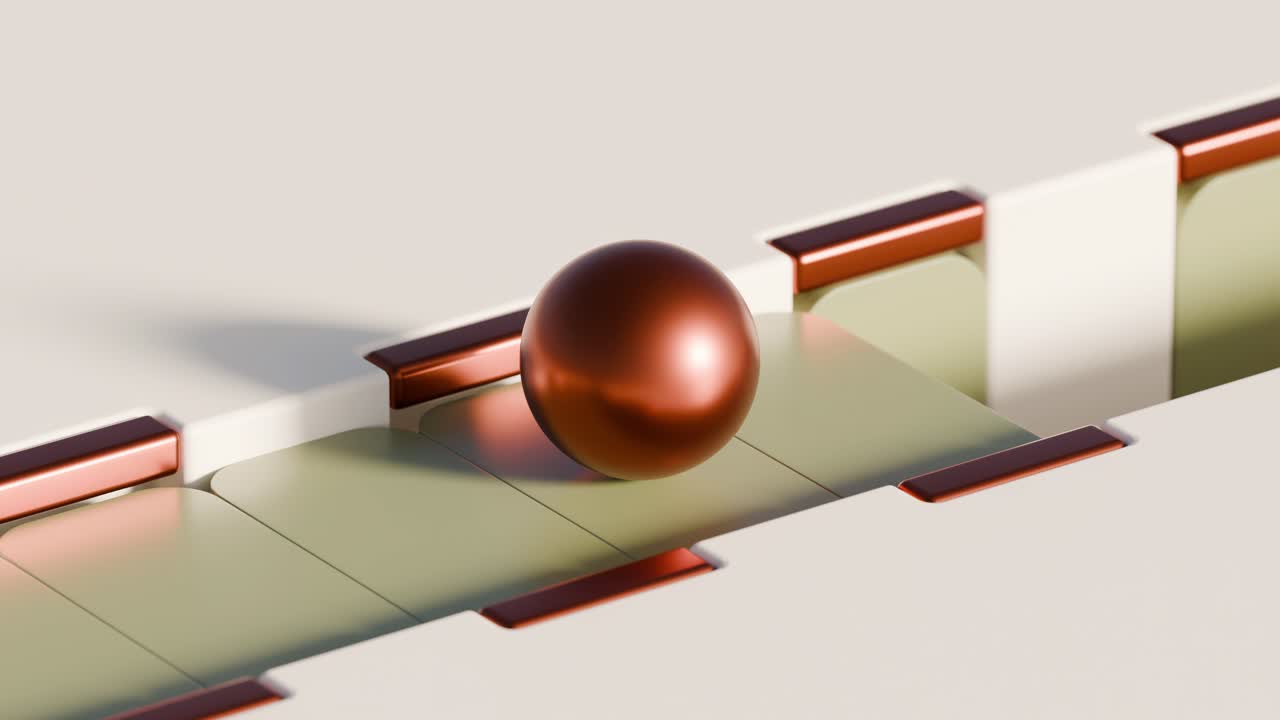 A copper sphere in a maze