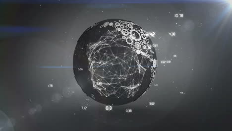 animación de la red de conexiones y puntos de datos sobre un globo giratorio