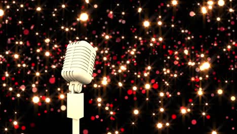 Animation-of-retro-microphone-over-glowing-spots-of-light