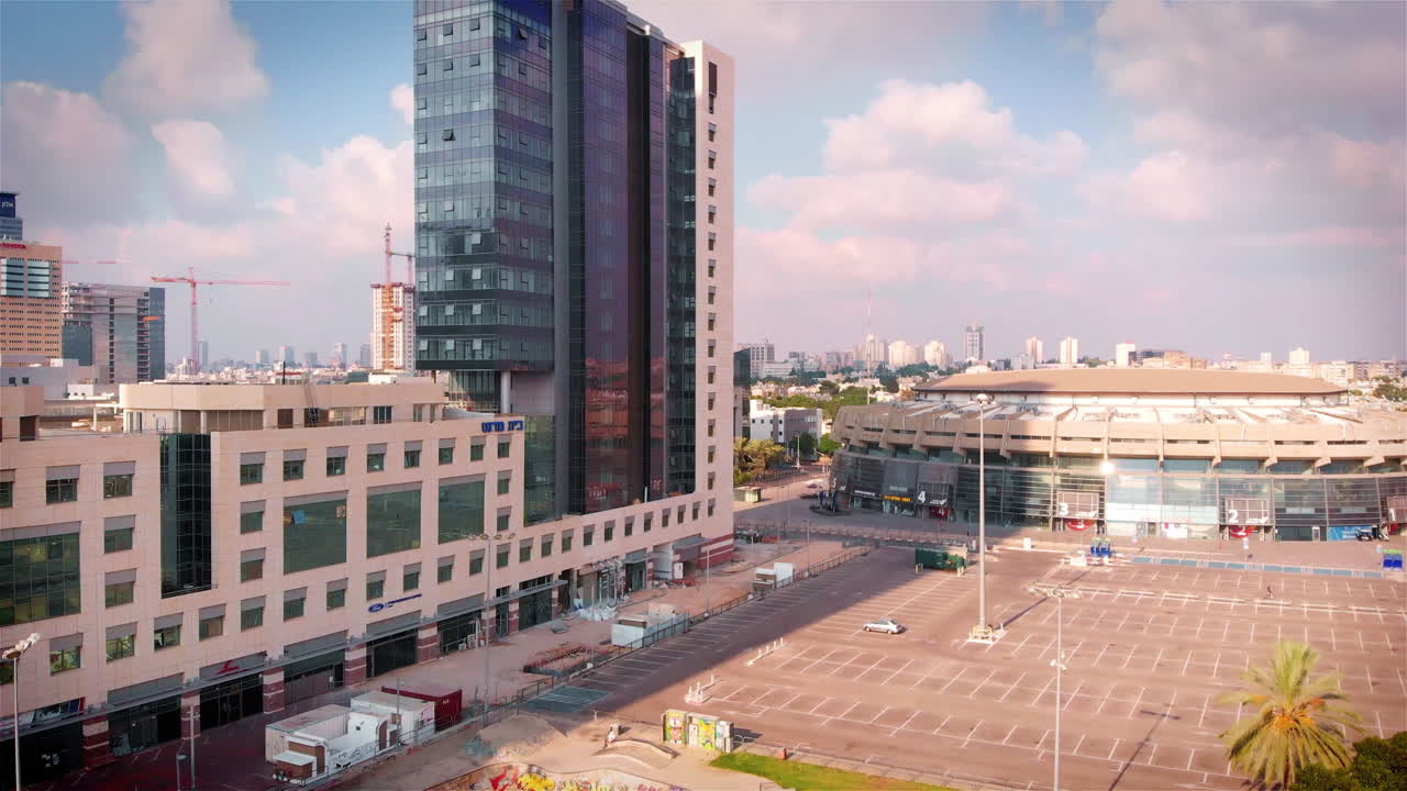 Tel aviv Stadium and skyline Aerial view
