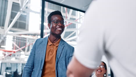 business people, clapping and diversity handshake