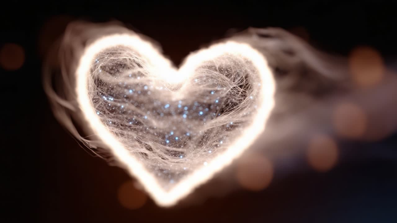 A Stunning Representation of a Heart Shape Composed of Shimmering Particles and Sparkling Lights, Evoking Feelings of Love and Connection in a Beautiful Display