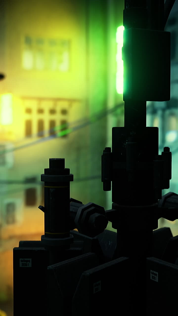 Vibrant neon lights reflect off buildings in a bustling urban area at night