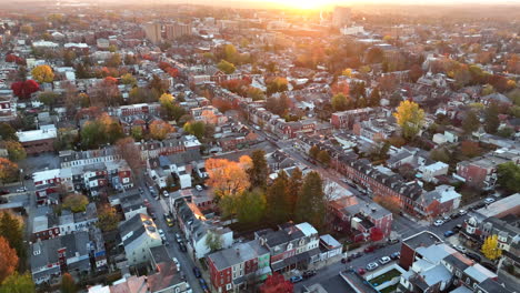 Reverse-aerial-reveal-of-suburbs-in-American-town