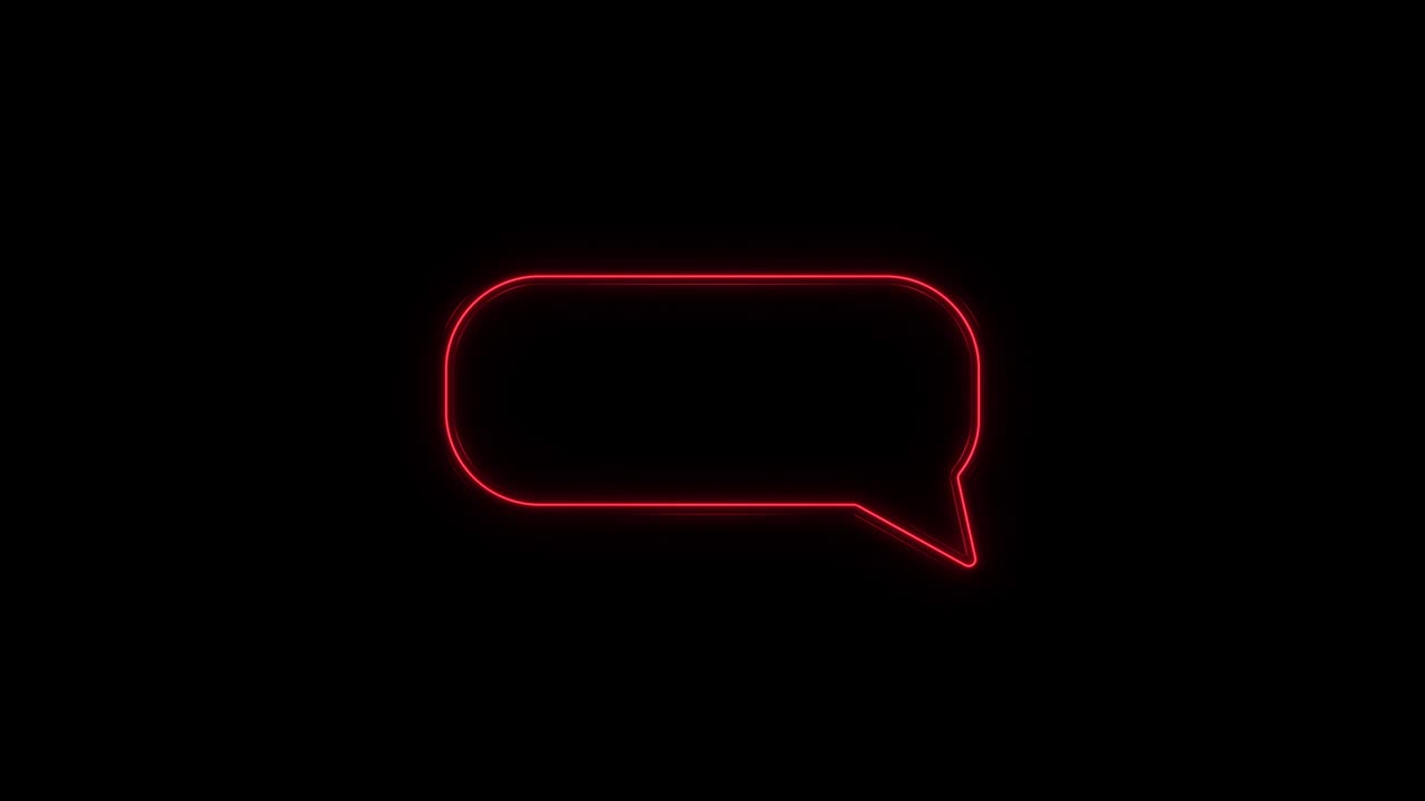 Glowing neon line Speech bubble chat icon isolated on black background. Message icon. Communication or comment chat symbol. 4K