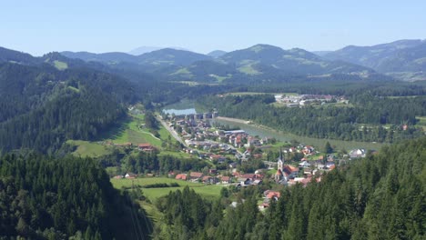 A-high-angle-view-of-the-Vuzenica-town-in-Slovenia