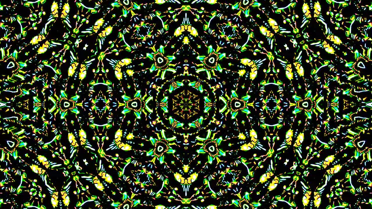 patrón de kaleidoscopio abstracto con colores completos. mandala mágica. 4k