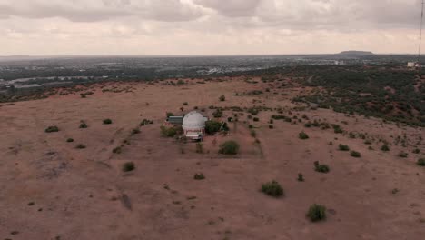 aerial shot of an observatory on a overcast day