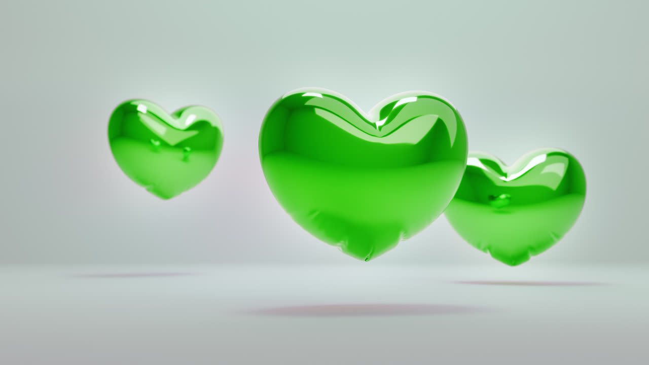 Green Balloon Hearts