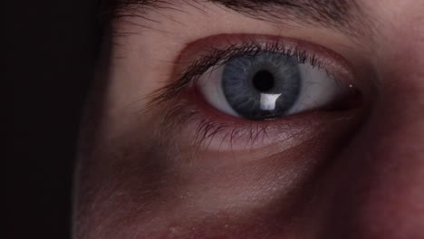 close up of male eye with reflection of computer screen on eyeball