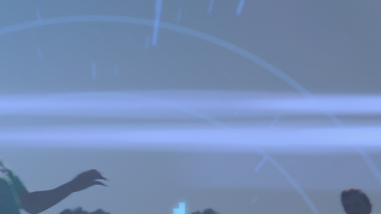 animación del procesamiento de datos sobre jugadores de fútbol masculinos afroamericanos