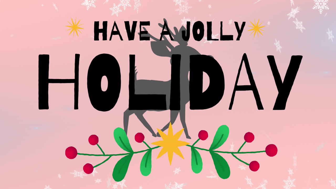 este video muestra renos y animaciones de texto sobre un fondo blanco