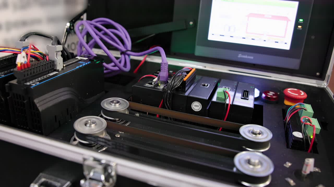Industrial Control System with Pulleys and Electronics