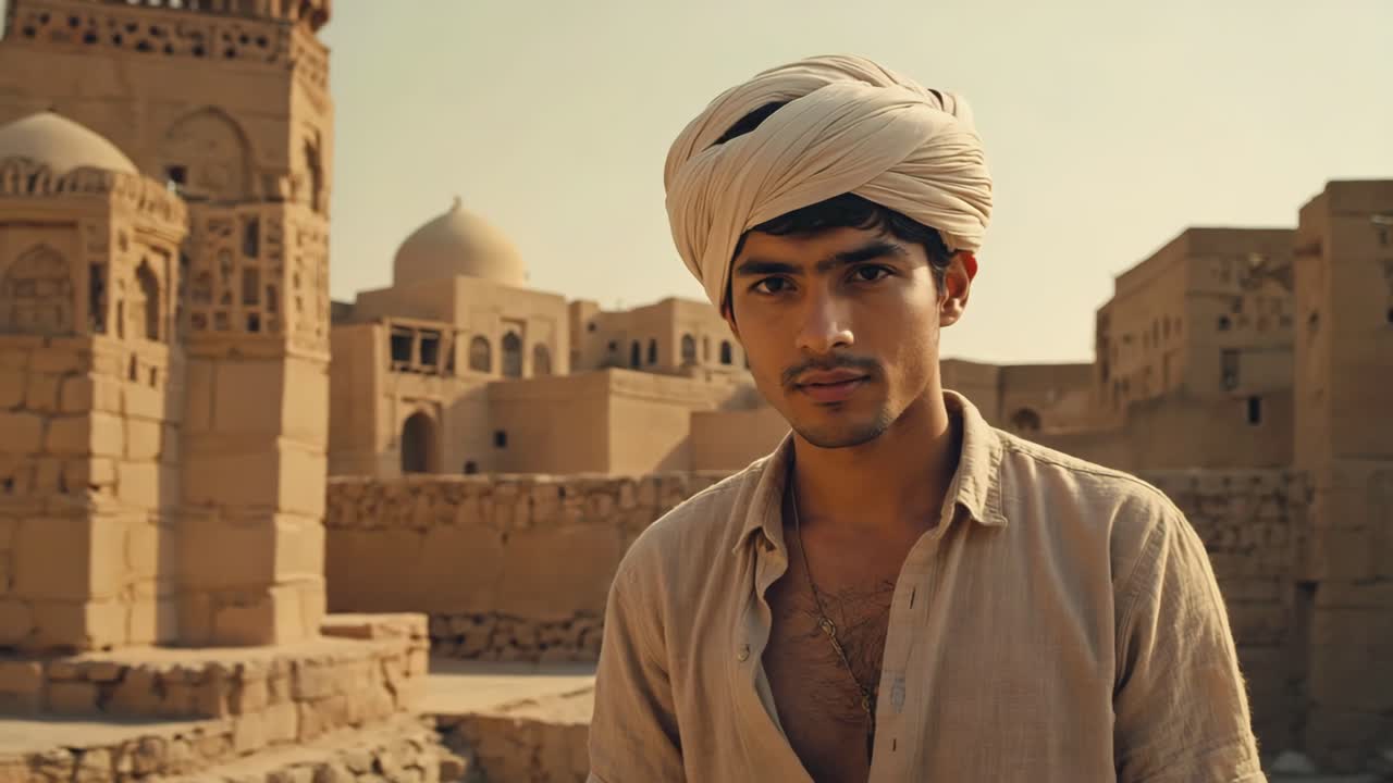 Man in Turban in an Ancient Middle Eastern City