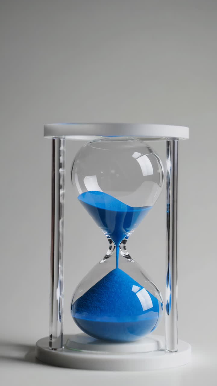 Blue Hourglass on a White Background