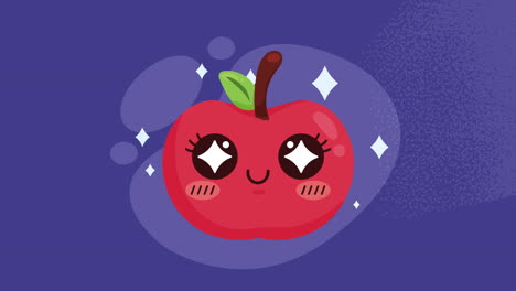 fresh apple fruit kawaii character animation