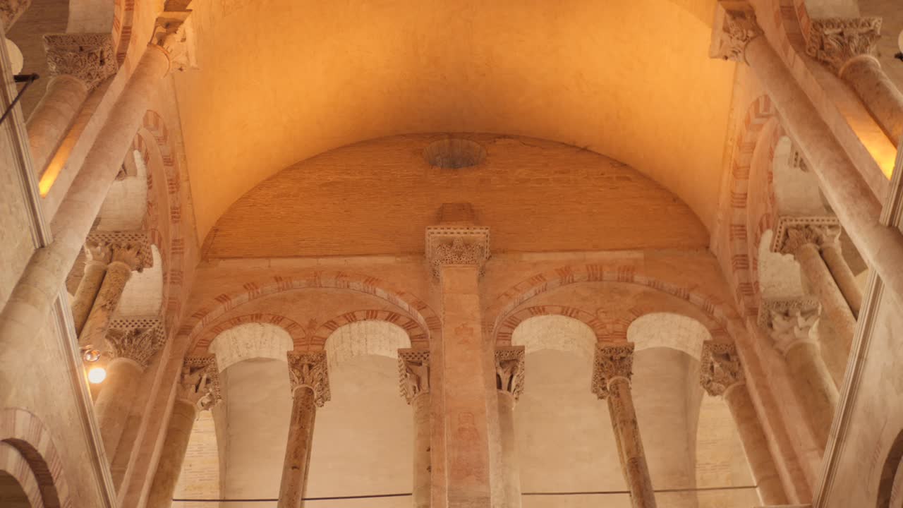 Interior arches of Saint Sernin Basilica, Toulouse, France, showcasing history