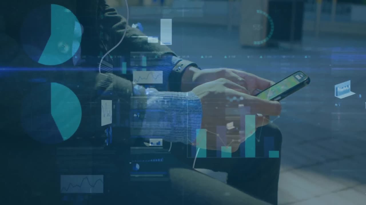 Man using smartphone and data