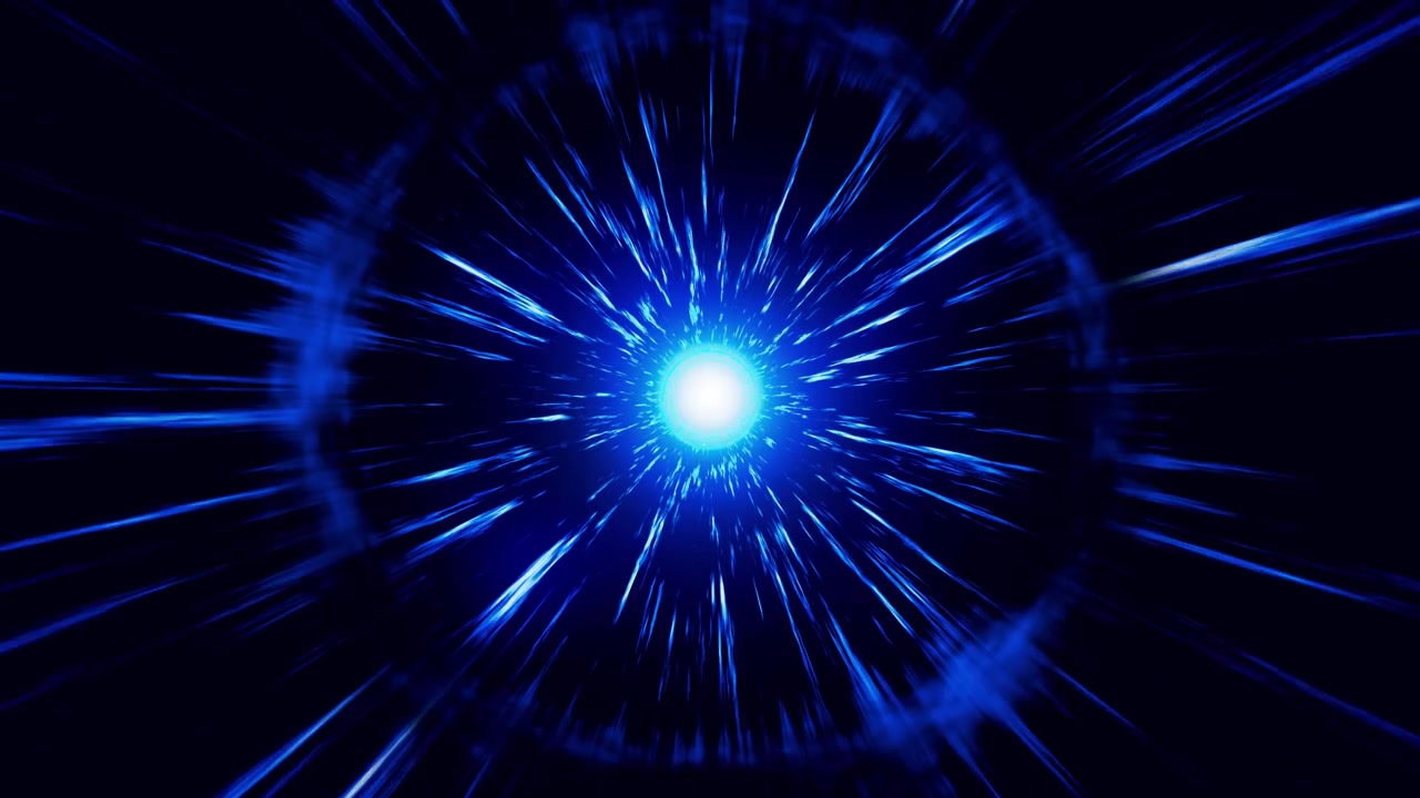 Cyberspace, sci-fi teknologi, flyvning i digitalt rum, sci-fi tunnel, blå neon, big data, højteknologisk flow