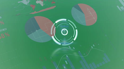 animation of processing circle over graphs on green background