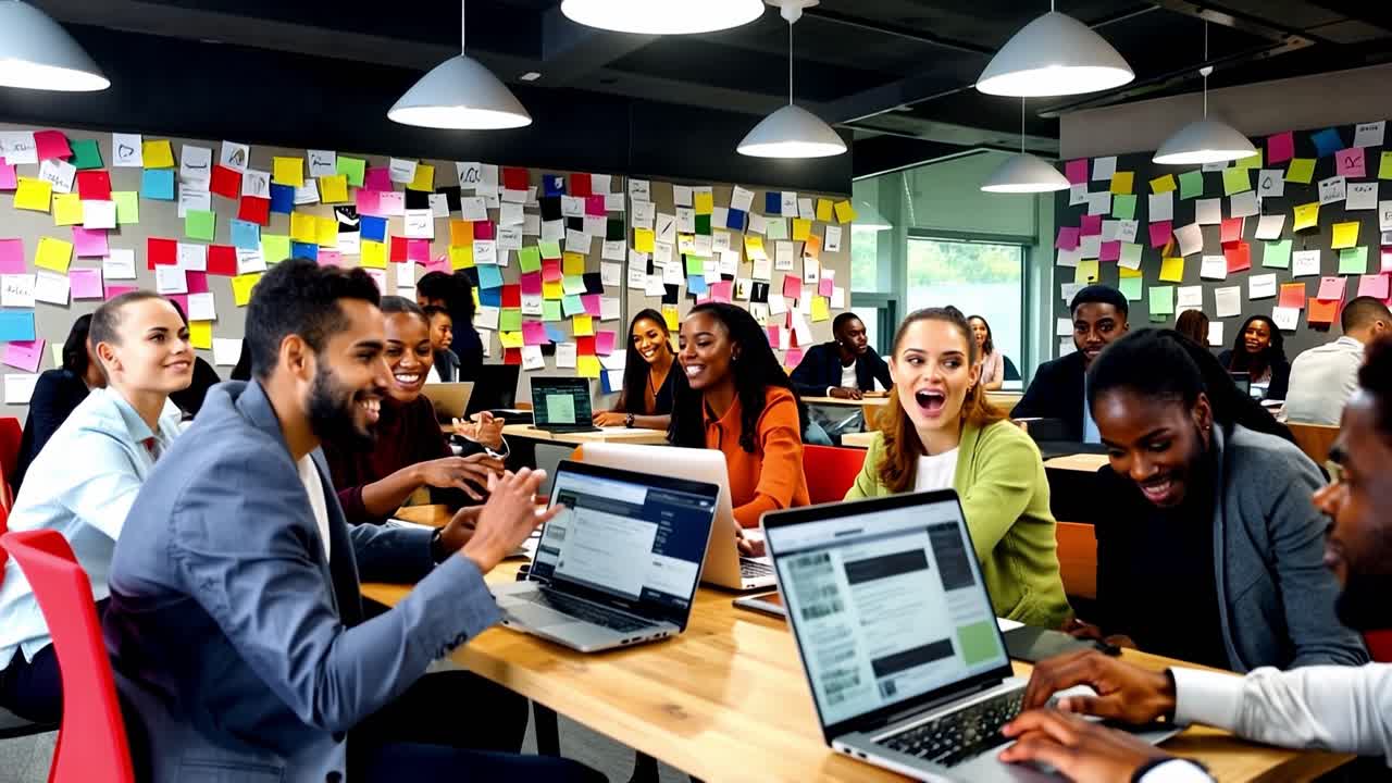 equipo diverso trabajando juntos en una oficina moderna