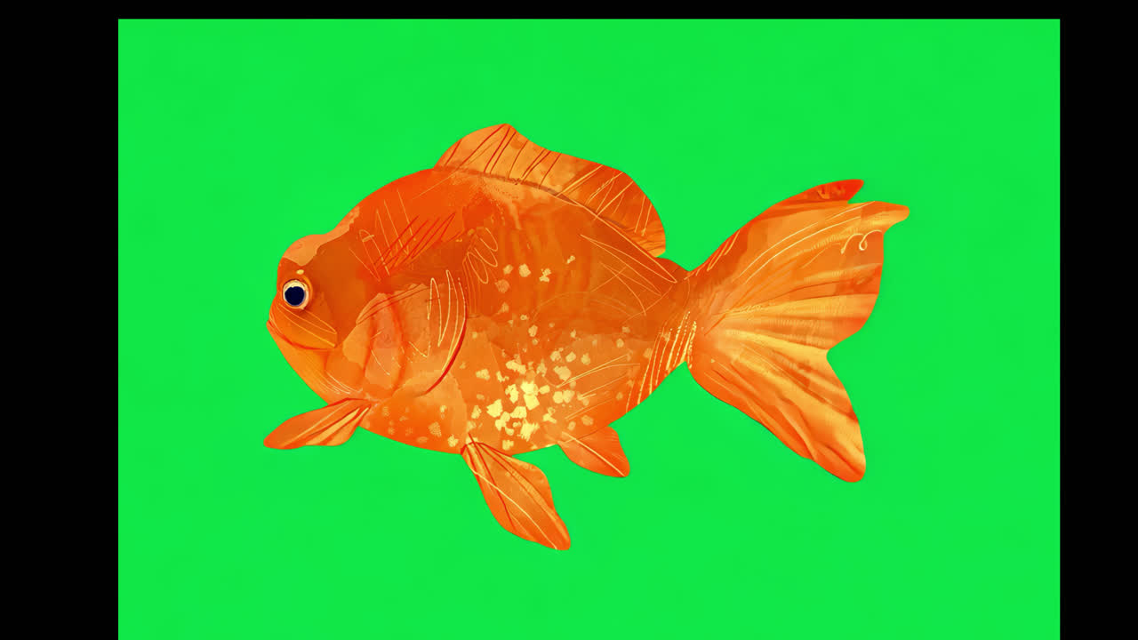 Cute goldfish animation isolated asset, transparent 4K video, alpha channel, ProRes 4444
