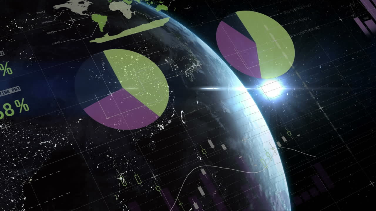 animación de las estadísticas y el procesamiento de datos en todo el mundo