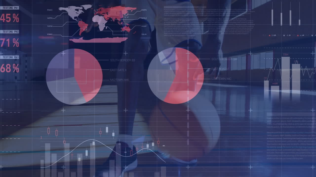 バスケットボール選手に関する統計とデータ処理のアニメーション