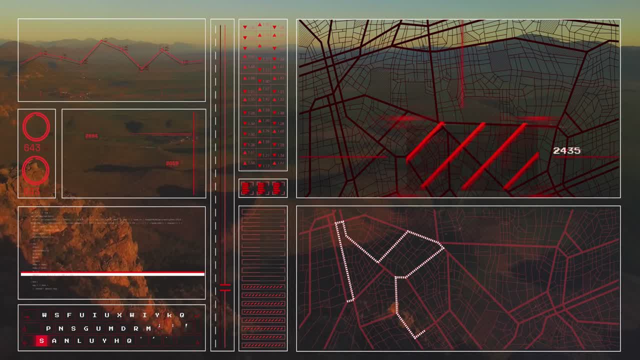animación del procesamiento de datos sobre el fondo del paisaje