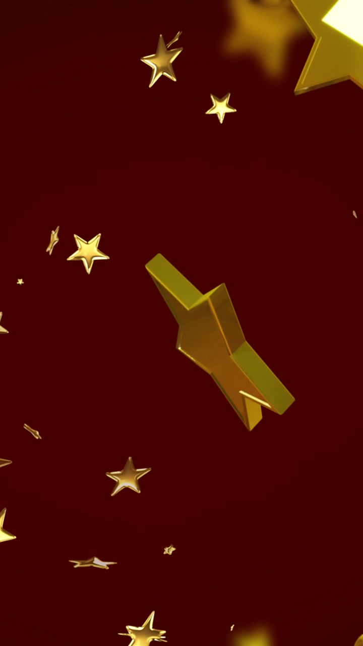 Animazione di stelle di Natale dorate e bastoncini di zucchero che cadono su sfondo rosso