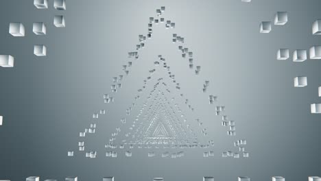 cajas de triángulo de túnel. animación abstracta para el fondo. renderización de animación 3d. uhd 3840x1080. para la presentación de negocios. color de metal.