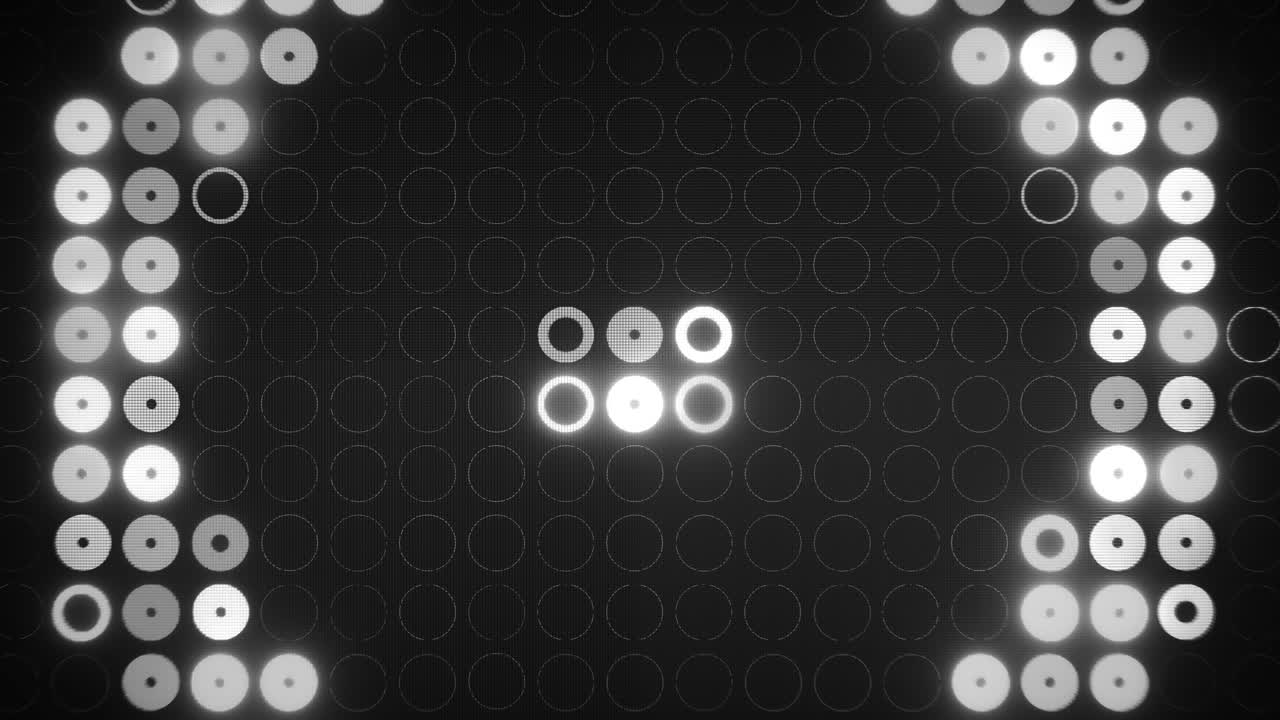 Griglia digitale astratta con motivi a cerchi bianchi lampeggianti
