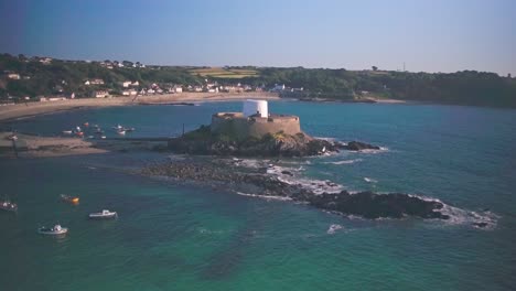 fort grey in guernsey, channel islands, uk. aerial drone view
