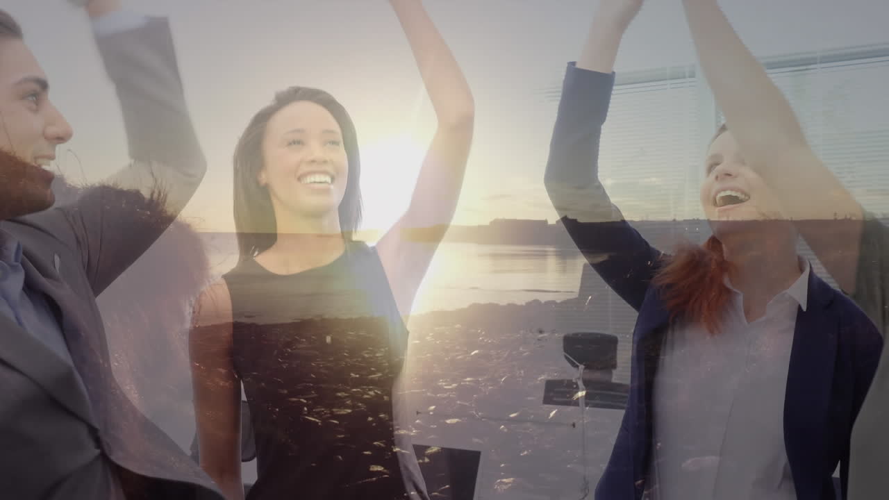 성공을 축하하는 팀