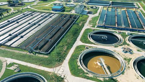 huge biological treatment plant in daylight. top view