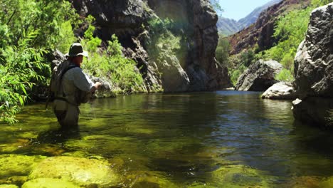 Fisherman-fly-fishing-in-river