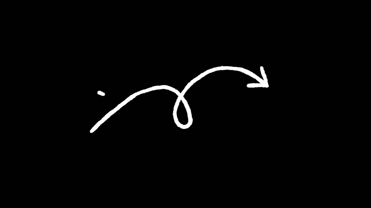Animated Hand-Drawn Chalk Arrows Appearing on Black Background