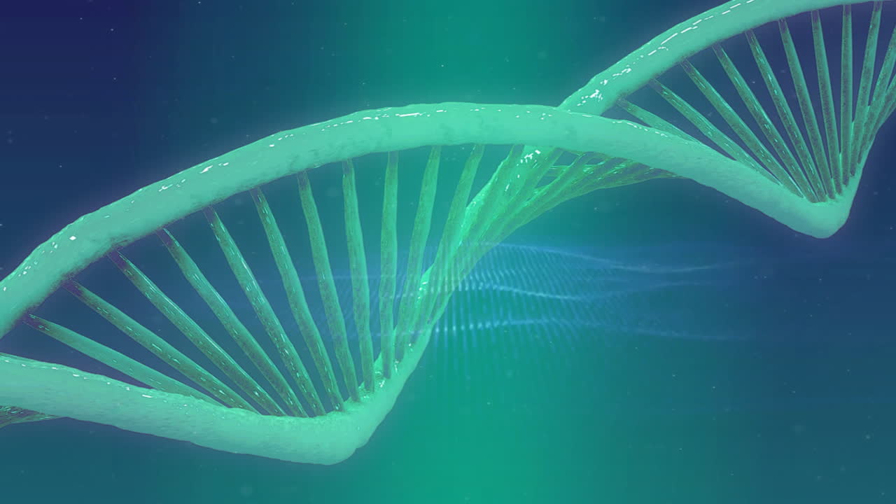 Animation of scientific data processing over dna strand