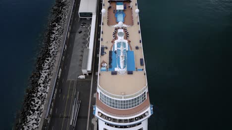 topdown view of porto santo line in cruise terminal funchal in madeira island, portugal