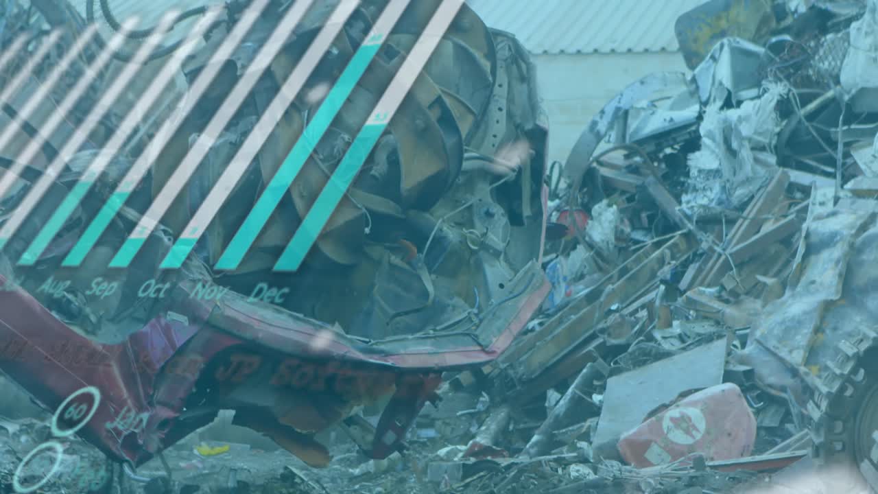 쓰레기 매립장 위의 데이터 처리 애니메이션