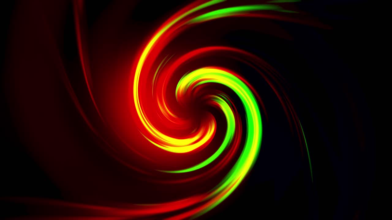 빨간색, 초록색, 노란색의 소용돌이가 있는 추상적인 나선형 디자인