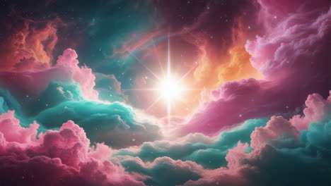 vibrant cosmic clouds with bright central star