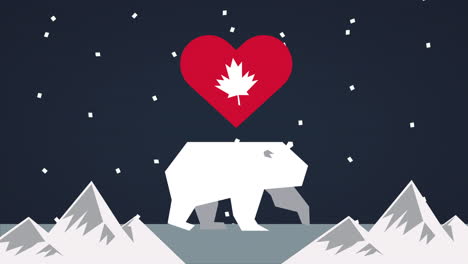 feliz celebración del día de canadá con corazón y oso