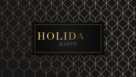 happy holidays with gold cubes pattern on black gradient