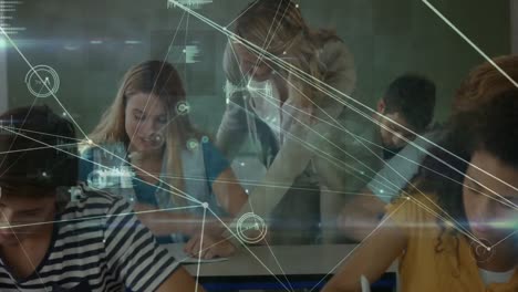 animación de la red de conexiones entre maestras y estudiantes