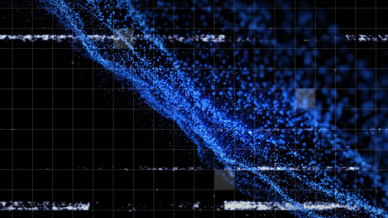 어두운 화면에서 글리치와 글리터의 애니메이션