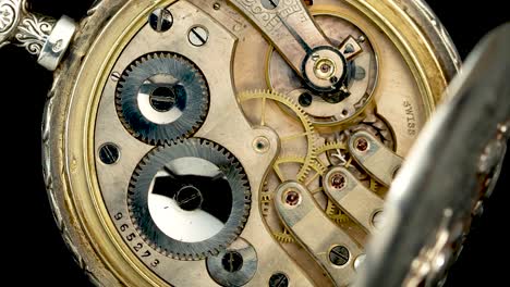 detailed view of antique pocket watch movement